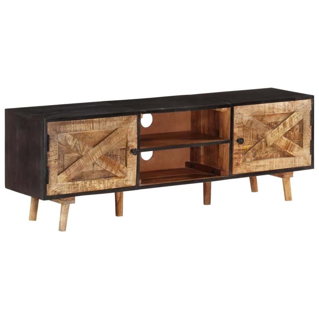 vidaXL TV Stand 55.1"x11.8"x18.1" Rough Mango Wood and Solid Wood Acacia