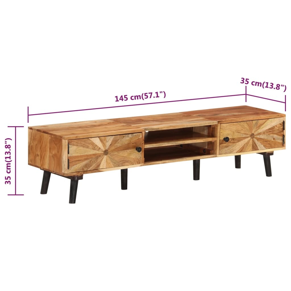 vidaXL TV Stand 57.1"x13.8"x13.8" Solid Wood Acacia