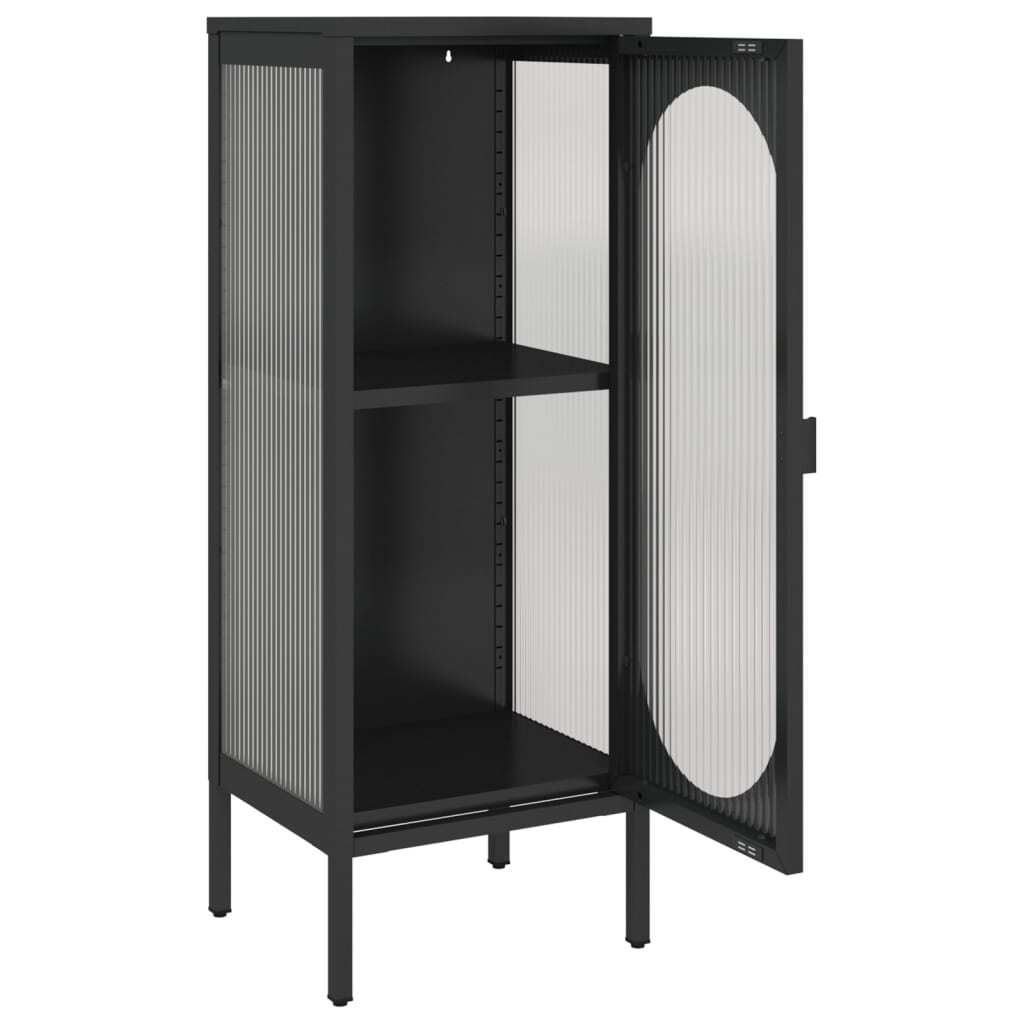 vidaXL Sideboard Black 15.7"x13.8"x41.3" Glass and Steel