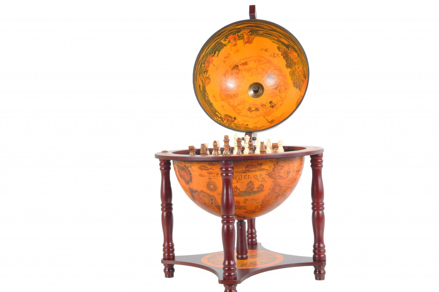 16.5" x 16.5" x 22" Red Globe with Chess Holder