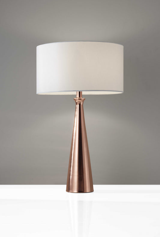 Brushed Copper Metal Finish Tapered Base Table Lamp