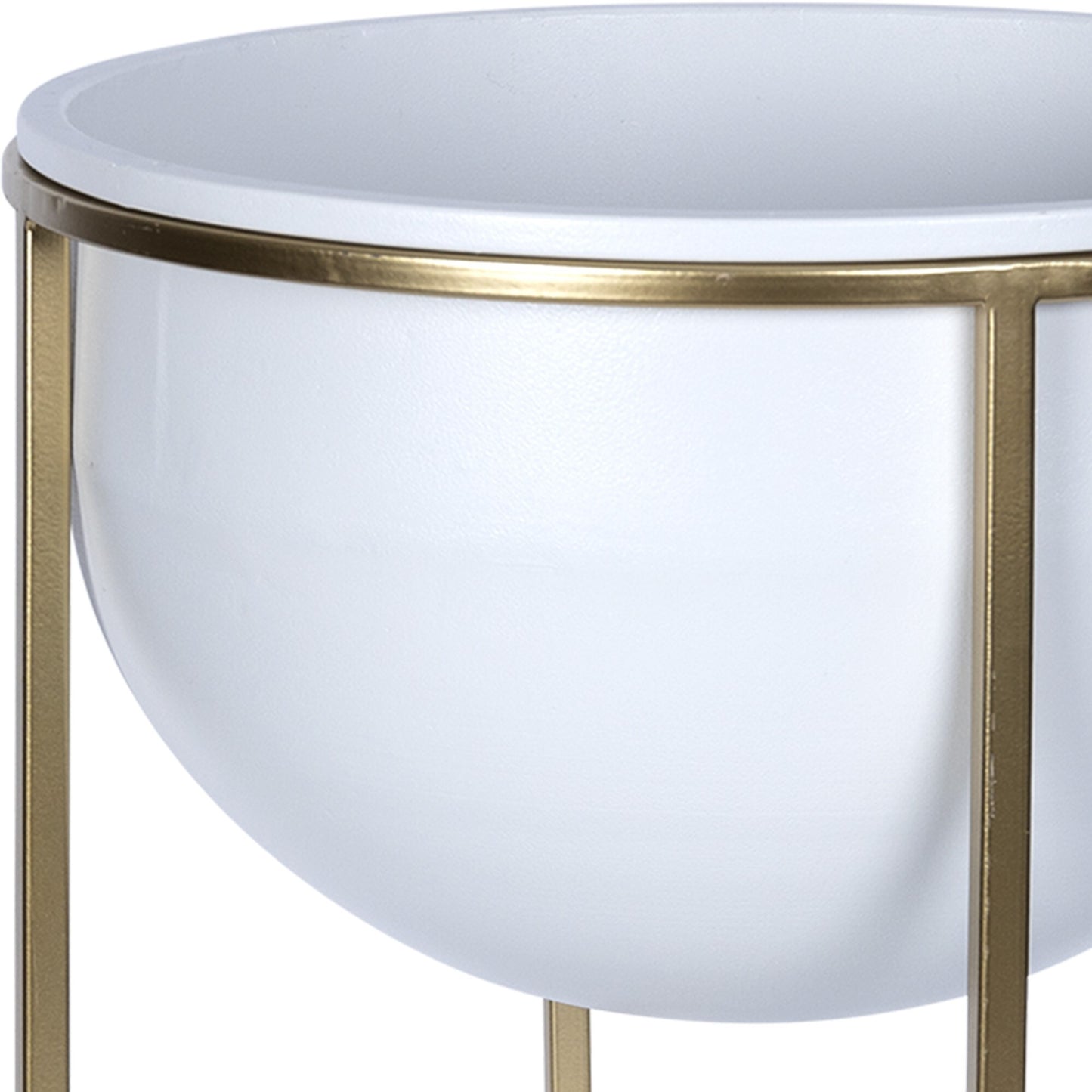 Set Of Two White And Gold Metal Planters