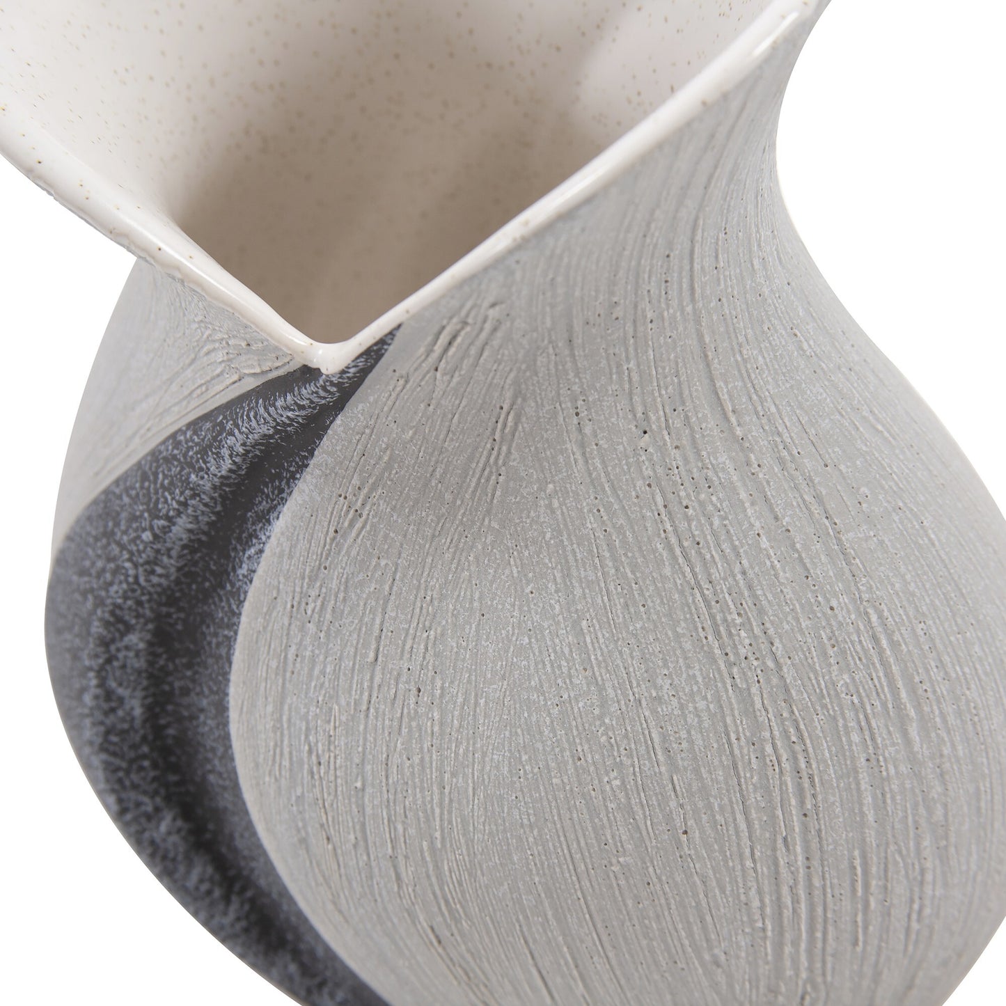 Modern Organic Two Tone Gray Speckle Low Ceramic Vase