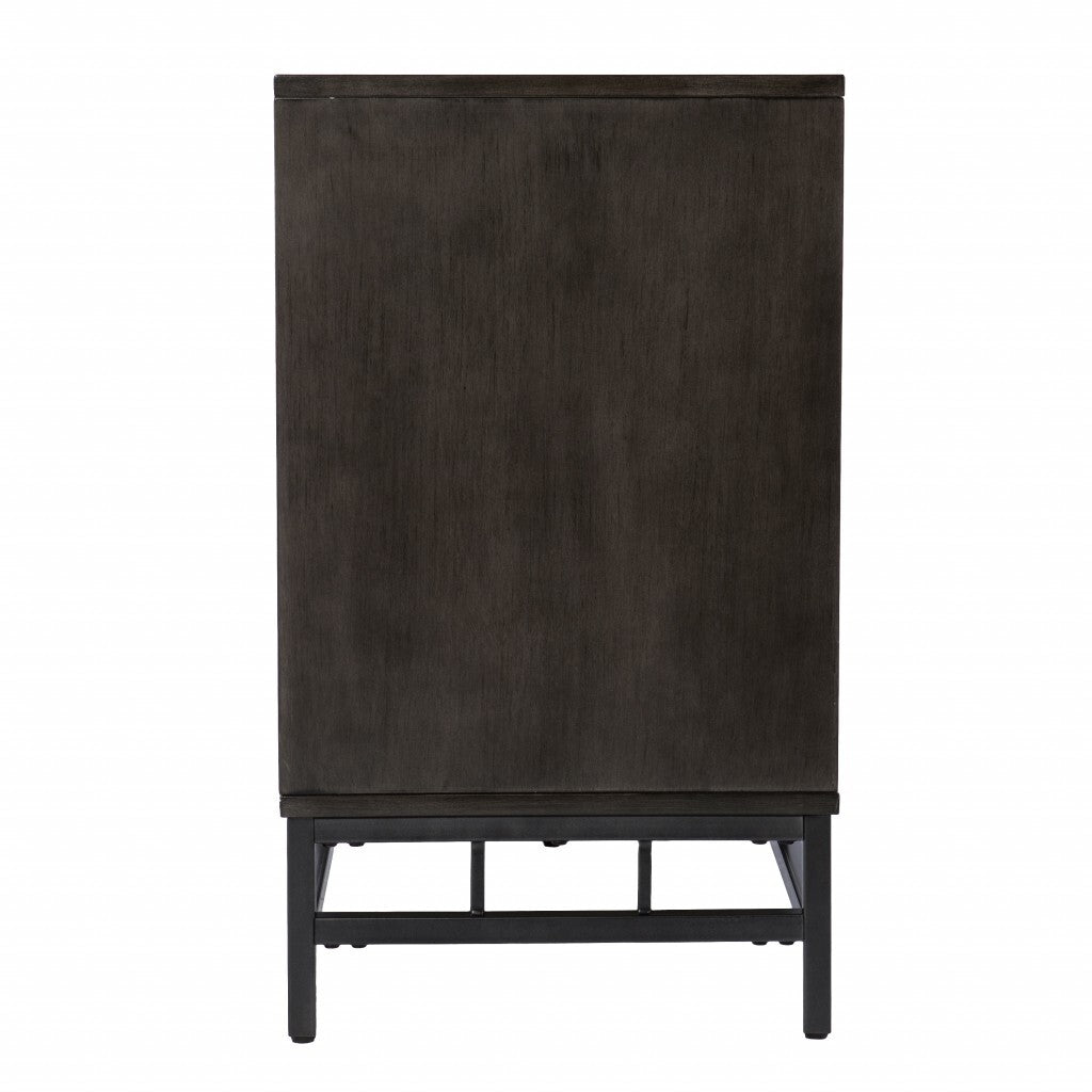 Contemporary Grid Lines Three Door Accent Cabinet