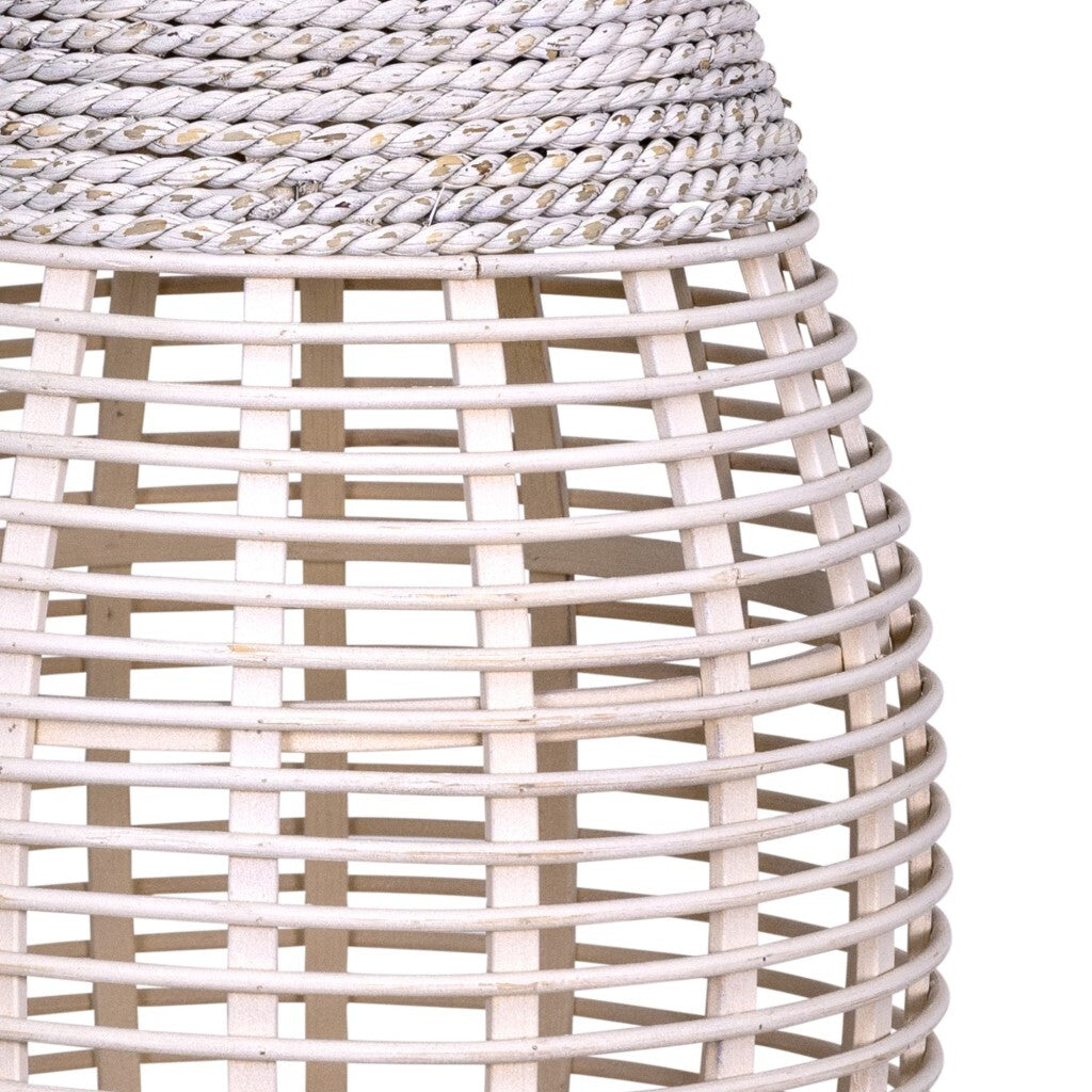 White Bamboo and Rope Floor Vase