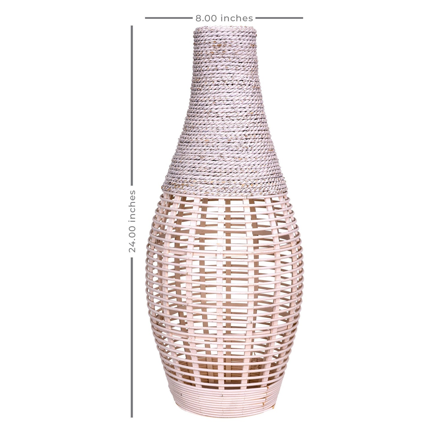 White Bamboo and Rope Floor Vase