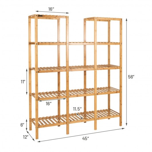 Multifunctional Bamboo Shelf Flower Plant Display Stand