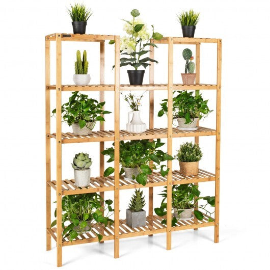 Multifunctional Bamboo Shelf Flower Plant Display Stand