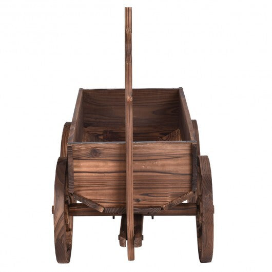 Wood Wagon Planter Pot Stand with Wheels