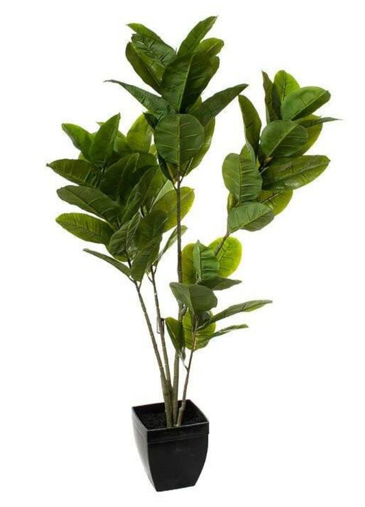 4FT REAL TOUCH RUBBER LEAF IN POT GREEN