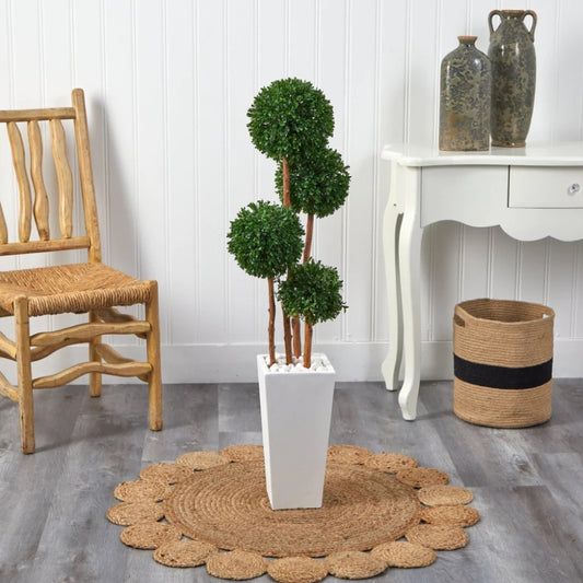 4’ Boxwood Topiary Artificial Tree in Planter (Indoor/Outdoor)