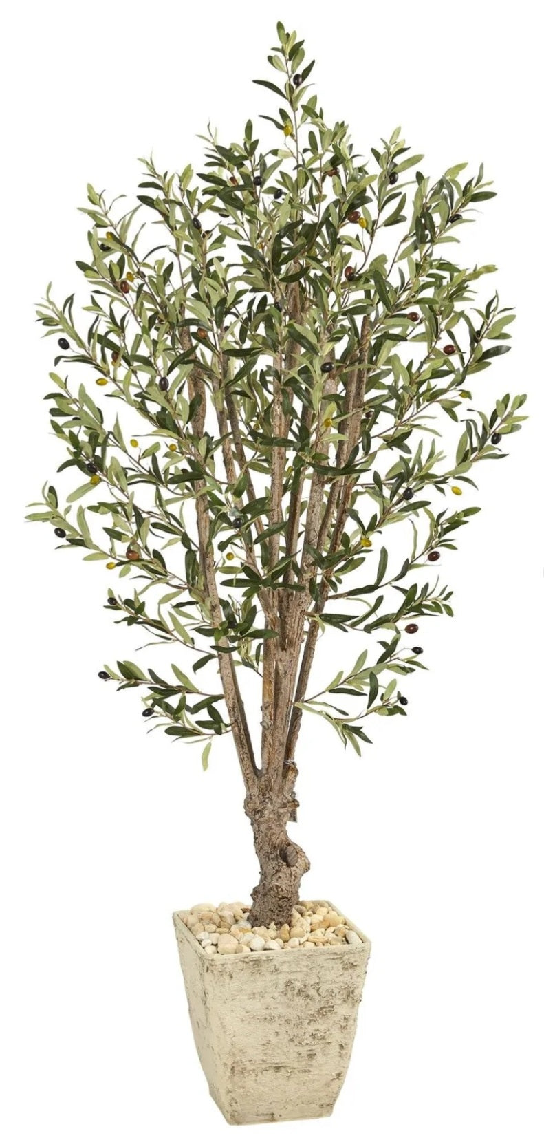 5’ Olive Artificial Tree in Country White Planter