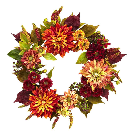 22” Dahlia & Mum Wreath