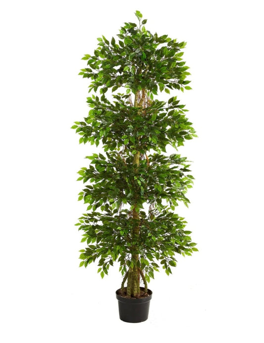 6' Four Tier Mini Ficus Artificial Tree UV Resistant (Indoor/Outdoor)