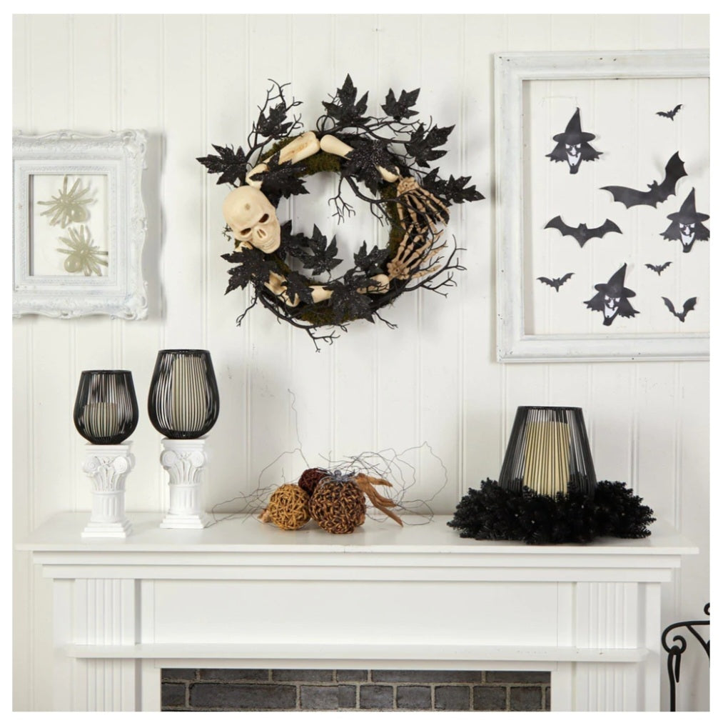 24" Halloween Skull and Bones Wreath