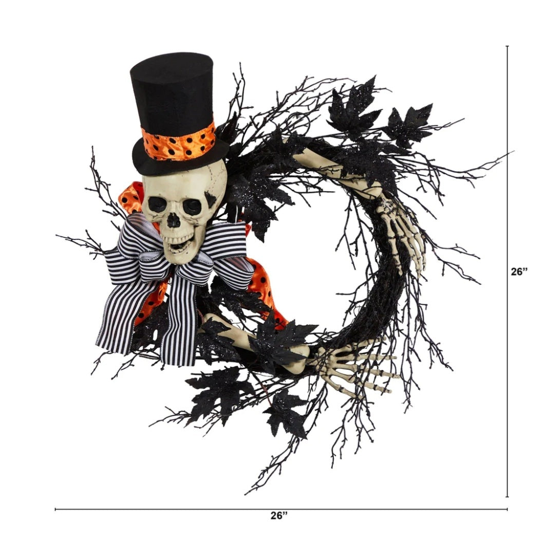 26" Halloween Dapper Skeleton Wreath