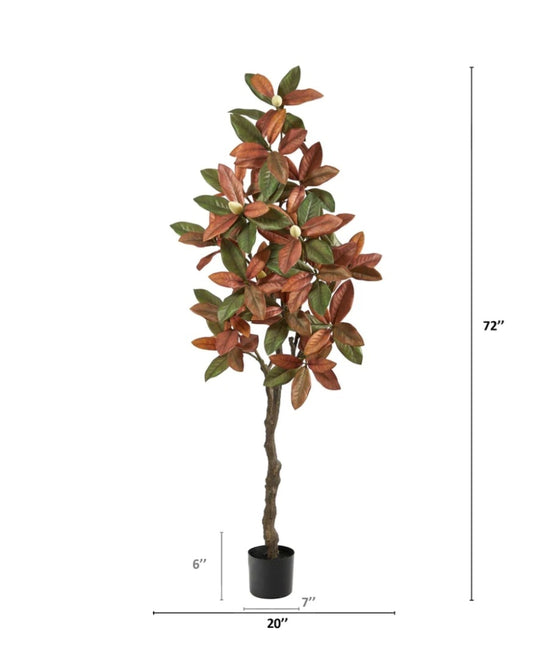 6’ Fall Magnolia Artificial Tree