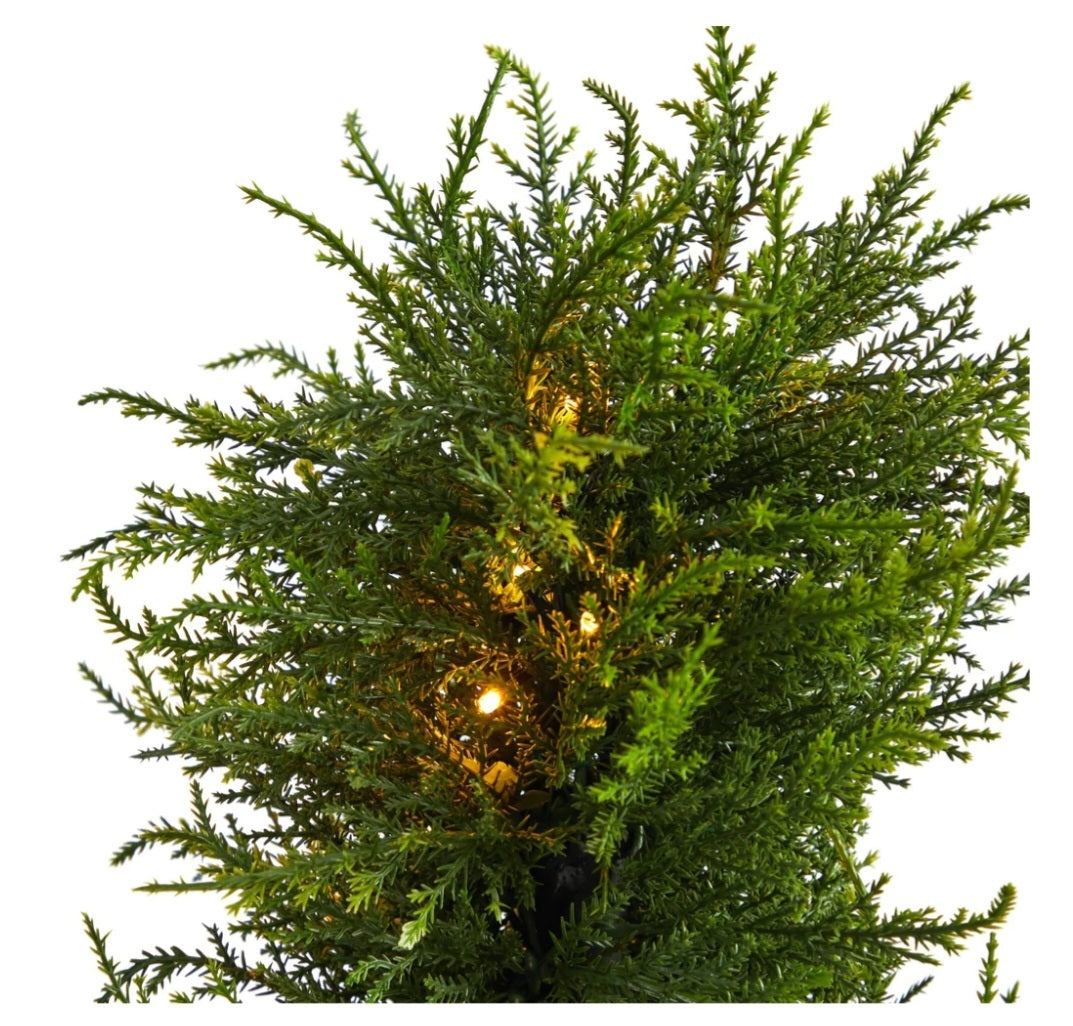 45” Spiral Cypress Artificial Tree with 80 Clear LED Lights UV Resistant (Indoor/Outdoor)